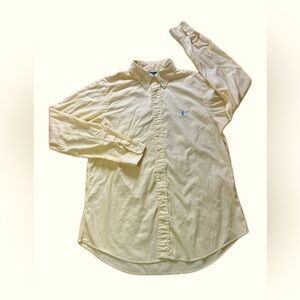 Ralph Lauren Button Down Shirt Mens Yellow L Cotton Custom Fit Long Sleeve